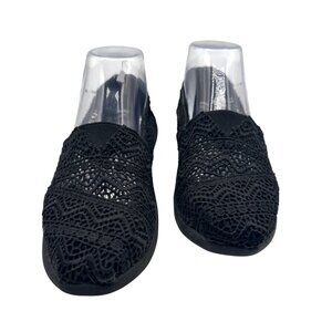 Skechers BOBS Size 7 Crochet Slip-On Flats Memory Foam Black